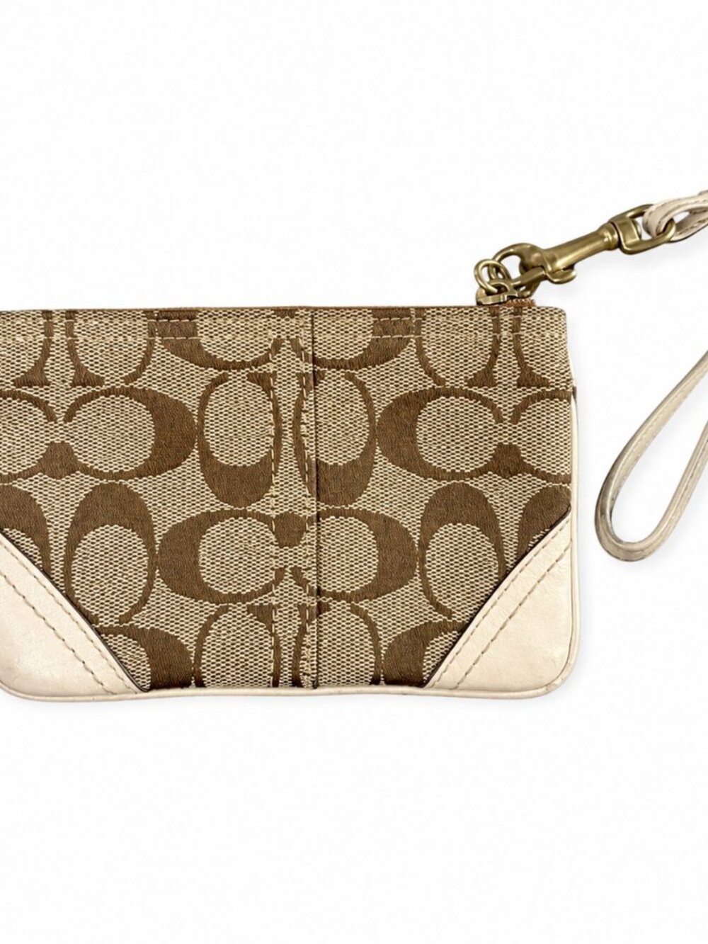 Coach Vintage Signature Wristlet Brown Beige Monogram Y2K - Picture 2 of 7